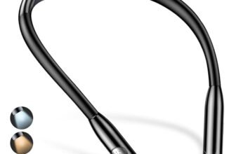 Gritin Luce per Lettura Libri a Letto Collo, LED Luce Lampada da Lettura per Libro Ricaricabile, Dimmerazione Continua & 3 Temperature Colore, Comodo e Leggero per Studio, Lavoro a Maglia