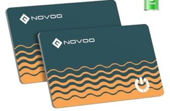 NOVOO Air Tag Card Wallet Tracker Thin 1,6 mm, Smart Card Slim, Batteria 6 Anni, Compatibile Apple Dov’è (iOS Only), Bluetooth GPS, Localizzatore per Portafogli, Valigie, Passaporti,2 Packs