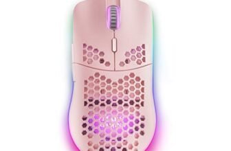 Mars Gaming MMAX, Mouse Gaming Ultralight 69g, Sensore PixArt 12400DPI, RGB Chroma, 7 Pulsanti Programmabili, Switch HUANO, Cavo Feather, Windows/Linux/Mac/PS4/PS5/XBOX ONE/XBOX SERIES X-S, Rosa