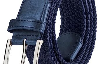 BULLIANT Cintura Uomo, Cinture Elastica Intrecciata con Fibbia in Lega di Zinco 35mm(Blu Antico,105cm/30-34″ vita regolabile)