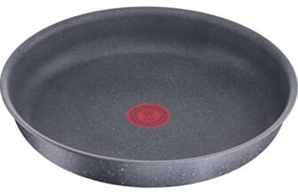 Lagostina Ingenio Mineralis Padella Ø 28 cm, Padella in Alluminio 100% Riciclato, per Gas, Forno e Induzione, con Indicatore di Cottura, Utilizzabile con Manico Removibile (non incluso)