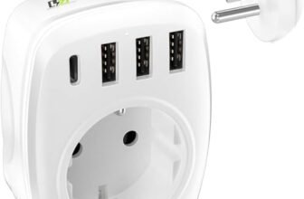 LENCENT Adattatore Presa USA da Viaggio, Presa Americana con 3 USB e 1 Tipo C, Presa Europa a Spina Americana da 2 a 3 pin, Adattatore USA per Stati Uniti, Canada, Cuba, Messico, Spina Tipo B