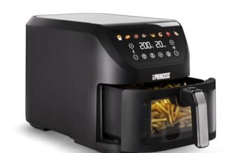 Princess SlimFry Airfryer, 8L Capacità, 2000W, 8 Programmi, Display Touchscreen Digitale, Temperatura Regolabile, Finestra di Controllo, Spegnimento Automatico, Cestello Lavabile, 182257
