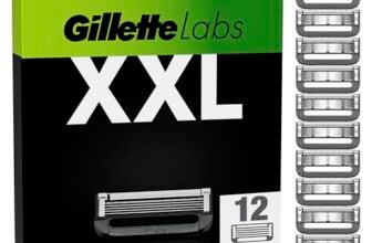 Gillette Labs XXL 12 Lamette Gillette Da Barba di Ricambio per Rasoio Barba Manuale, da 5 Lame Affilate in Acciaio, Comfort e profondità, Compatibile con i Rasoi Labs, Idea Regalo