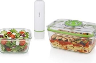 Princess Set Contenitori in Vetro con Sistema Sottovuoto Manuale, Pompa per Vuoto Elettrica con Cavo USB, 2 Contenitori Resistenti al Calore, 2 Coperchi Senza BPA, Ermetici, 492985