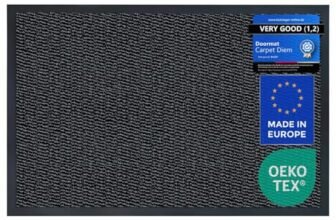 Carpet Diem Zerbino 40 x 60 cm – Tappeto ingresso antisporco – Interno ed Zerbino da Esterno, Tappetino antiscivolo per Porta, Tappeto antisporco per Porta d Ingresso – Nero-antracite
