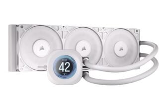 CORSAIR NAUTILUS 360 RS LCD Dissipatore a Liquido per CPU – Schermo LCD IPS da 2,1″, AIO da 360 mm, Bassa rumorosità, Daisy-Chain, Intel LGA 1851/1700, AMD AM5/AM4 – 3 ventole RS120 incluse – Bianco