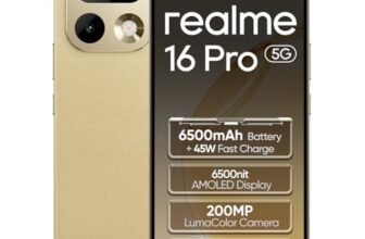realme 16 Pro 5G Smartphone 8+256GB,Master Gold,MediaTek Dimensity 7300 Max,6.78″ 144Hz AMOLED,200MP OIS rear camera,50MP front selfie,6500mAh battery,80W ultra charge,NFC,eSIM,IP69