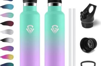 Borraccia Termica 1L, Bottiglia Termica a Prova di Perdite, senza BPA, Riutilizzabile, Facile Pulizia, Borraccia Acciaio Inox con Cannuccia, Termos per Adulto, Campeggio, Ciclismo, Viaggio, Yoga