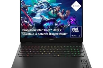 HP OMEN 16-an0002sl, Notebook, Intel Core Ultra 7 255H, 32GB RAM, 1TB SSD, Display 16 2K IPS 165Hz, Antiriflesso, NVIDIA RTX 5060 8GB, Cam TNR 1080p, 3 Mesi di PC Game Pass Inclusi, Windows 11, Nero