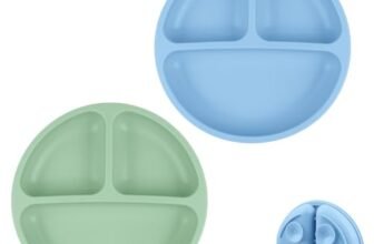 Vicloon Suction Plates, 2 Pcs Baby Toddler Plate, 100% Food Grade Silicone BPA Free Baby Plates, Divided Plate Design, Silicone Grip Dish Microwave & Dishwasher Safe