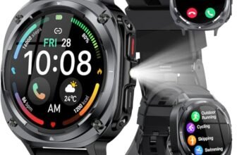 TIMU Smartwatch Uomo, 1,45″ HD Orologio Smartwatch Uomo con Chiamata Bluetooth 5.3, 114+ Modalità Sportive, Sonno/Cardiofrequenzimetro/Contapassi, IP68 impermeabile Smart Watch per Android iOS, Nero