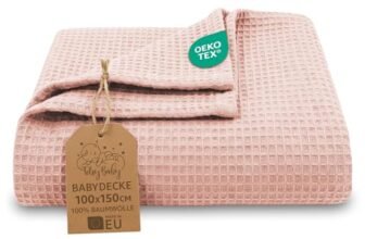 Totsy Baby Coperta neonato cotone a nido d’ape 100×150 cm – Plaid waffle morbido copertina leggera tessuto traspirante telo bambino sottile fasciatura neonati certificazione Oeko-Tex Rosa
