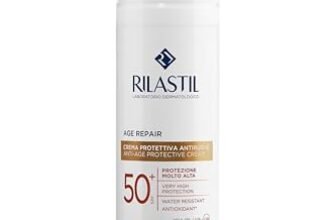 Rilastil Age Repair Crema SPF50+, Emulsione Cremosa Viso, Crema Solare Viso Colore universale, Resistente all’Acqua, per Pelle Sensibile, Confezione da 50ml
