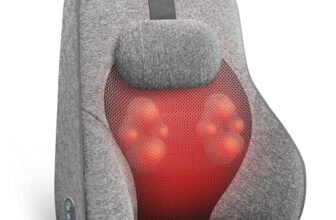 COMFIER Massaggiatore Schiena, Massaggiatore Shiatsu per Sedia da Ufficio, Cuscino Massaggio Cervicale Collo Spalle e Schiena Elettrico per Alleviare il Dolore, 2 Impostazioni di Calore, Regali