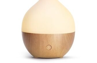 SALKING Diffusore di Oli Essenziali, 100ml Diffusore aromatico a Grana di Legno, Ultrasuoni Aromaterapia Diffusore con Luce Bianca Calda, Diffusore per Oli Essenziali Senza BPA, per Ufficio e Casa