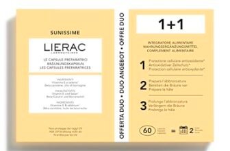 Lierac Sunissime Le Capsule Preparatrici, Integratore Alimentare che Prepara la Pelle al Sole, Sublima e Prolunga l’abbronzatura, Formato da 60 capsule