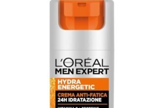 L’Oréal Paris Men Expert Crema Idratante Anti-Fatica Uomo, Pelle Rivitalizzata, Levigata e Idratata, Occhiaie e Rughe Sottili Ridotte, Arricchita con Proteine e Vitamina C, Hydra Energetic, 50 ml