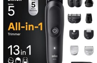 Braun Rifinitore All-in-One Series 5, Rasoio Elettrico Barba E Capelli 13In1, Taglia Peli Naso E Orecchie, Macchinetta Per Capelli, Lama ProBlade, Tecnologia AutoSense, Wet&Dry, AIO5565, Nero