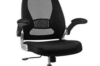 SONGMICS OBN86BK Sedia da ufficio ergonomica, girevole, con braccioli regolabili in altezza, schienale in tela traspirante, nera, 64 x 55 x (117-126,5) cm