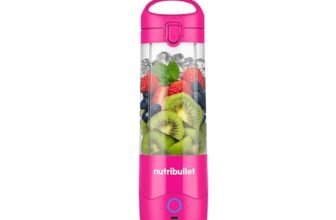 Nutribullet Portable NBP003BP, Frullatore Portatile con Tazza Isolante da 475ml, Lama 4 Punte, Tazza in Tritan, 15 Cicli di Autonomia, Inclusi Coperchio e Cannuccia, Ricarica USB-C, Rosa