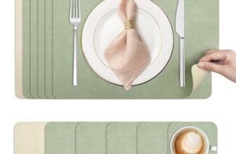 KitchenBoss Tovagliette Americane Lavabili e Sottobicchieri: Tovagliette Colazione Bifacciale Antiscivolo Resistenti, Set di 6 Tovaglietta con Rettangolare 43x30cm