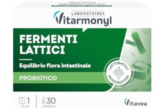 Fermenti Lattici Probiotici Vitarmonyl – 5 Ceppi Batterici 7 miliardi di UFC – Equilibrio della Flora Intestinale – Pancia Piatta – 30 Capsule – 1 Mese di Trattamento