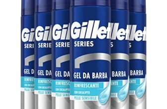 Gillette Series GEL DA BARBA RINFRESCANTE Con Eucalipto, Effetto Lenitivo, Protegge la Pelle Sensibile, Rasatura Confortevole, 200ml X6