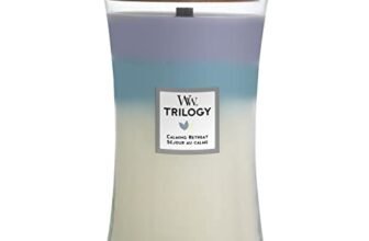 WoodWick Trilogy candela profumata a clessidra grande con Pluswick InnovationRifugio di pace