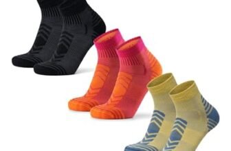 DANISH ENDURANCE Calze Trekking Corte Lana Merino, Calzini Termici Anti-Vesciche, Unisex, 3 Paia, Multicolore (1x Giallo/Grigio Selce, 1x Fucsia/Arancione, 1x Nero), 43-47