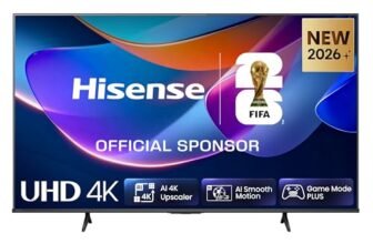 Hisense Smart TV 55″ 4K TV 55E6ST, 60Hz, DTS Virtual X, VIDAA OS con 1000+ APP, HDR 10+, Game Mode Plus, Bluetooth, Wifi, Alexa Built-in, AirPlay2, lativù 4K