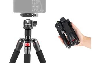 Neewer Mini treppiede desktop portatile -Lega di alluminio 50 centimetri con testa a sfera da 360 gradi, 6,35 cm piastra a sgancio rapido per videocamera DSLR Videocamera, carica fino a 5 chilogrammi