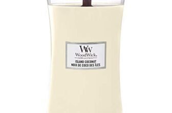 WoodWick candela grande profumata con stoppino scoppiettante | Island Coconut | Durata Fino a 130 Ore