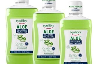 equilibra Igiene Dentale, Aloe Collutorio Multiattivo, Collutorio a Base di Aloe Vera dal Delicato Gusto Menta, Mentolo per un Alito Fresco, Aiuta a Proteggere da Carie e Tartaro, 3 Pezzi da 500ml
