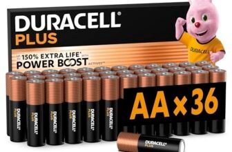 DURACELL Batterie Plus AA (Confezione da 36) – Batterie Alcaline da 1,5 V – Fino al 150% di durata extra con Attivi POWER BOOST– Affidabilità per i dispositivi di utilizzo quotidiano –MN1500