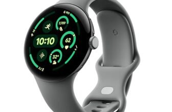 Google Pixel Watch 3 (45 mm) – Cassa in alluminio grigio opaco – Cinturino grigio verde – Wi-Fi