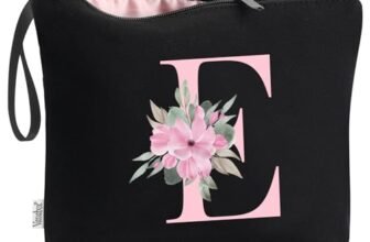 Vavabox Beauty case con iniziali personalizzate dalla A alla Z, regalo di compleanno per donne, regalo per sposa, damigella d’onore (E, 01-Nero)