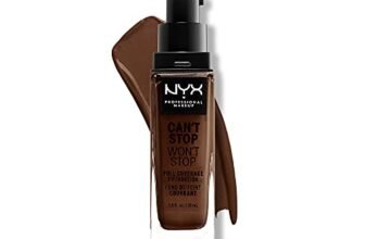 NYX Professional Makeup Fondotinta, Can’t Stop Won’t Stop Full Coverage Foundation, Lunga tenuta, Waterproof, Finish MatteDeep espresso