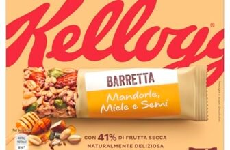 Kellogg’s Barretta | Gusto Mandorle, Miele e Semi | Ricca di Fibre e con 41% di Frutta Secca | 4 barrette da 32g (Confezione da 128g)