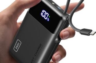 INIU 45W Power Bank, Ultra Compatto 20000mAh Ricarica Rapida Powerbank con Cavo USB C Integrati, Sicuro in Aereo, Essenziale da Viaggio, Caricatore Portatile per iPhone 17 16 Pro, Xiaomi, Samsung ecc