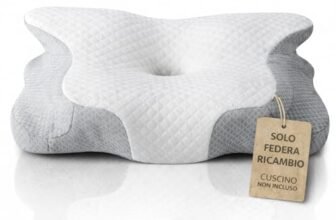 Flowen Cuscino Cervicale Memory Foam per Dormire Ortopedico Guanciale Ergonomico Supporto al Collo Ideale in ogni Posizione Federa Traspirante Anallergico Sfoderabile e Lavabile
