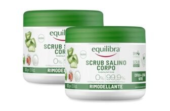 Equilibra Corpo, Scrub Salino Rimodellante, Scrub Corpo Esfoliante a Base di Aloe Vera, Leviga e Nutre la Pelle, Mix Sali Marini Azione Antiacqua, Oli Naturali ed Estratti Vegetali, 2 Pezzi da 600 g