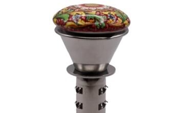 Spremiagrumi Manuale Professionale in Acciaio Inox -Spremi Agrumi a Leva per Melograno, Arance, Liomoni -Design Vintage Robusto e Facile da Pulire -Artigianale in Ceramica (Maioliche)