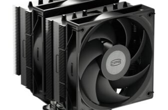 PCCOOLER CPS RT Serie Ventola di CPU, RT620Pro Raffreddatore d’aria Ventola a doppia torre Sistema di raffreddamento CPU a 6 condotti termici, per Intel LGA 115X/1200/1700, AMD AM4/AM5 Nero