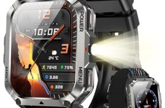 Blackview Smartwatch Uomo, Orologio Intelligente Fitness con Chiamate Bluetooth, 2.01″ Militari Smart Watch Tracker 100+ Modalità Sportive/Cardiofrequenzimetro/SpO2/Torcia/Bussola per Android iOS