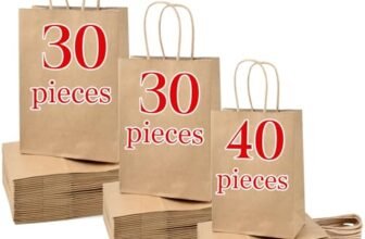 MAOOY 100 Pezzi Sacchetti Carta con Manici Kraft Marrone,Modelli Grandi, Medi o Piccoli-Buste Carta con Manico,sacchetti regalo,Borse Shopper Kraft per Alimenti Feste Compleanno Natale Matrimoni