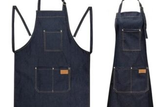 CHAILIQIANGG Grembiule lungo cowboy con 3 tasche, grembiule regolabile in denim ispessito uomo e donna, adatto per giardinaggio, cucina, pittura, pulizia, nail art (blu)