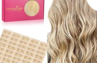 WENNALIFE Extension Capelli Veri Biadesivo, 40pz 60cm 100g Biondo Chiaro con Riflessi Biondi Dorati Extension Biadesive Capelli Veri Lisci Remy Tape in Hair Extensions Capelli Setosi