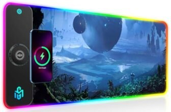 GIM Tappetino per mouse RGB Gaming 15 W Wireless Ricarica Rapida XXL 800 x 300 x 4 cm, motivo stellato, LED, impermeabile, tappetino per mouse da gioco (cielo stellato)