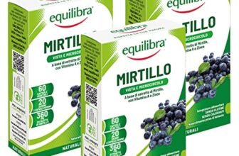 Equilibra Integratori Alimentari, Mirtillo, Integratore per la Normale Capacità Visiva e la Funzionalità del Microcircolo, con Estratto di Mirtillo, Vitamina A e Zinco, 3 Pezzi da 60 Capsule Vegetali